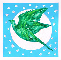 Green-Bird-Blue-Morning